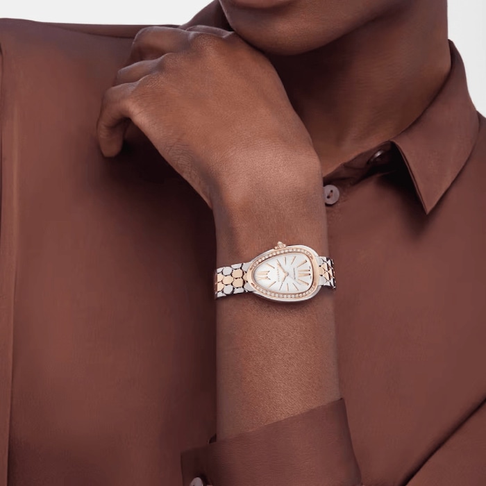 BVLGARI Serpenti Seduttori Automatic 34mm Ladies Watch Stainless Steel and 18ct Rose Gold
