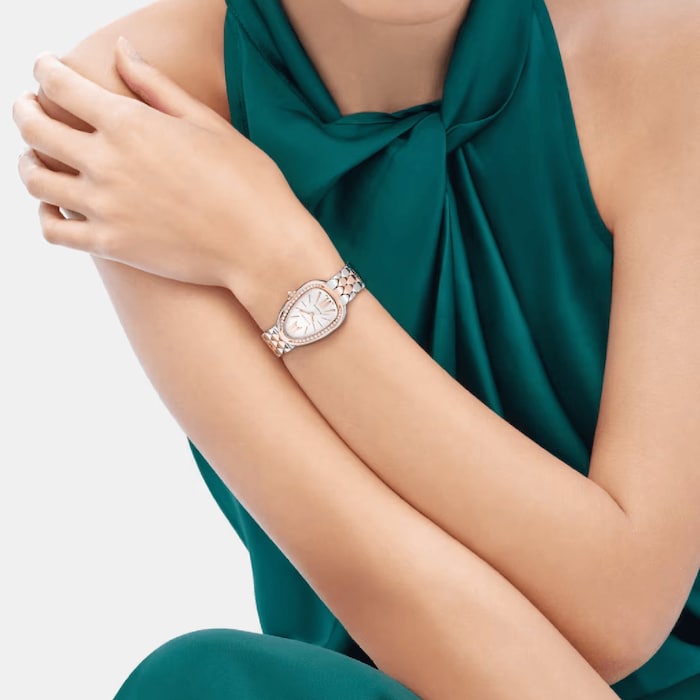 BVLGARI Serpenti Seduttori Automatic 34mm Ladies Watch Stainless Steel and 18ct Rose Gold