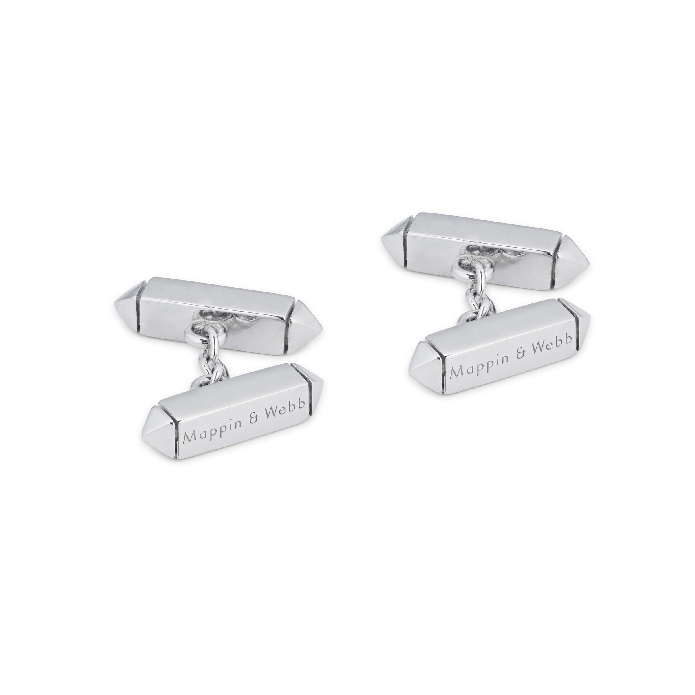 Sterling Silver Bar and Chain Cufflinks