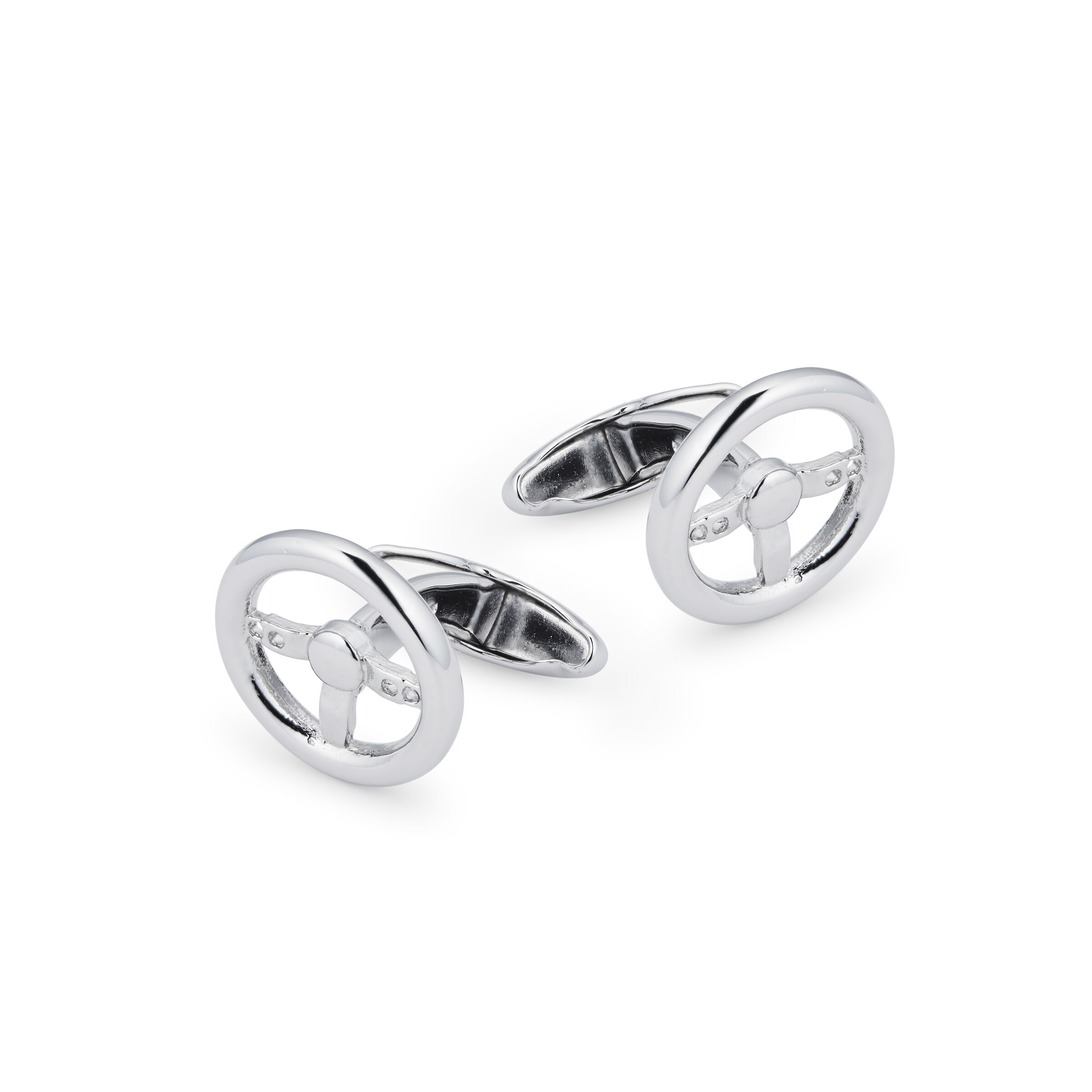 Sterling Silver Racing Wheel Cufflinks