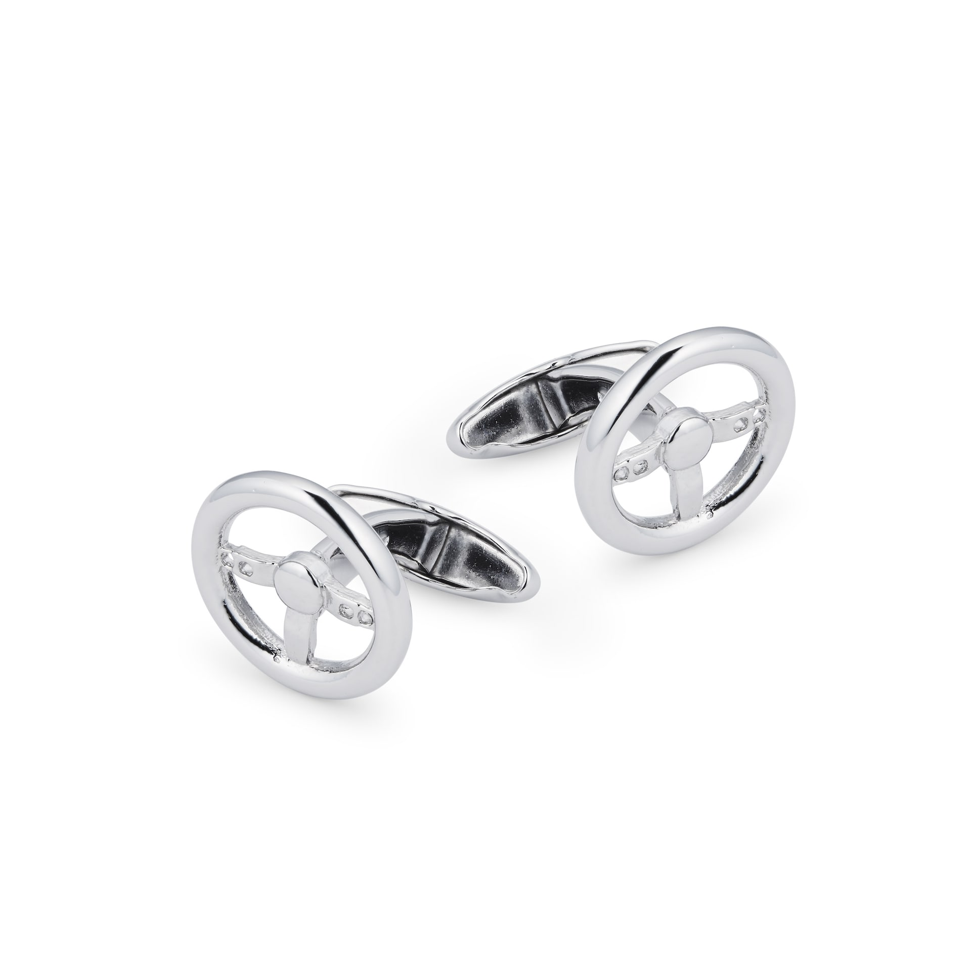 Mappin & Webb Sterling Silver Racing Wheel Cufflinks