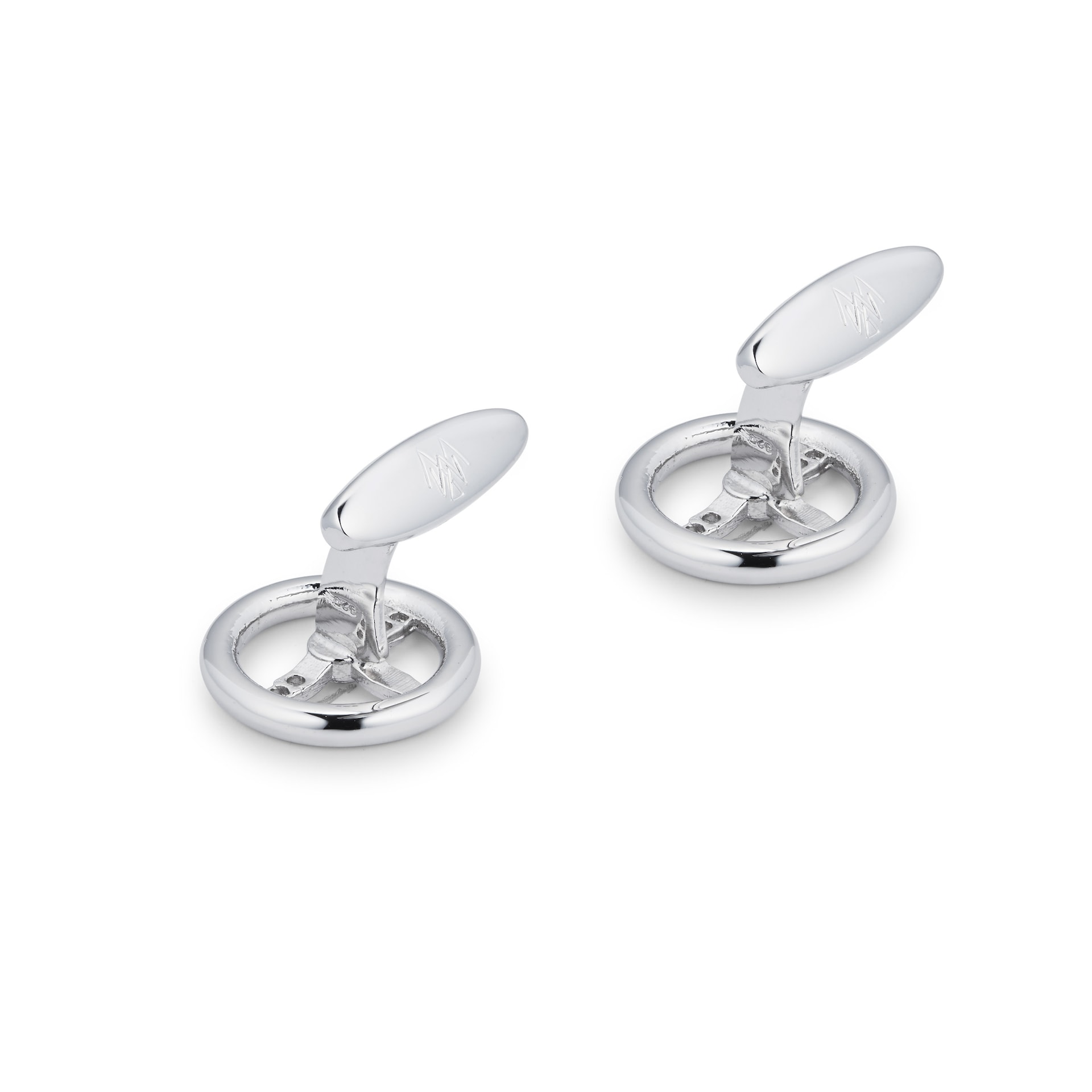 Mappin & Webb Sterling Silver Racing Wheel Cufflinks