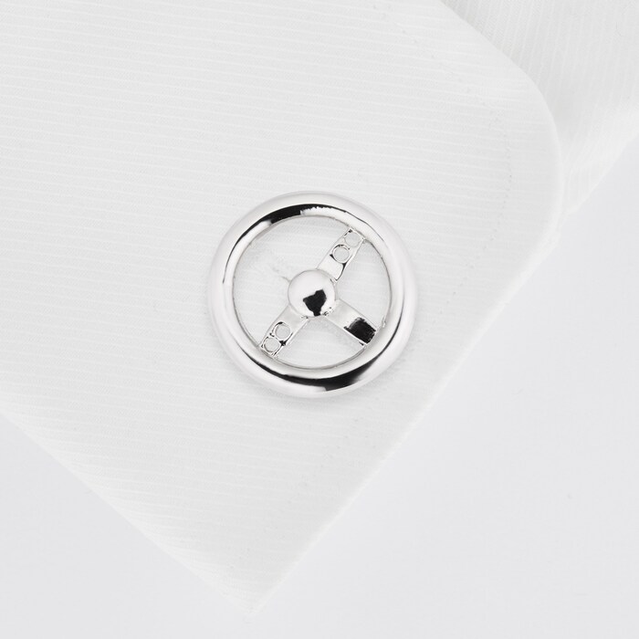 Mappin & Webb Sterling Silver Racing Wheel Cufflinks