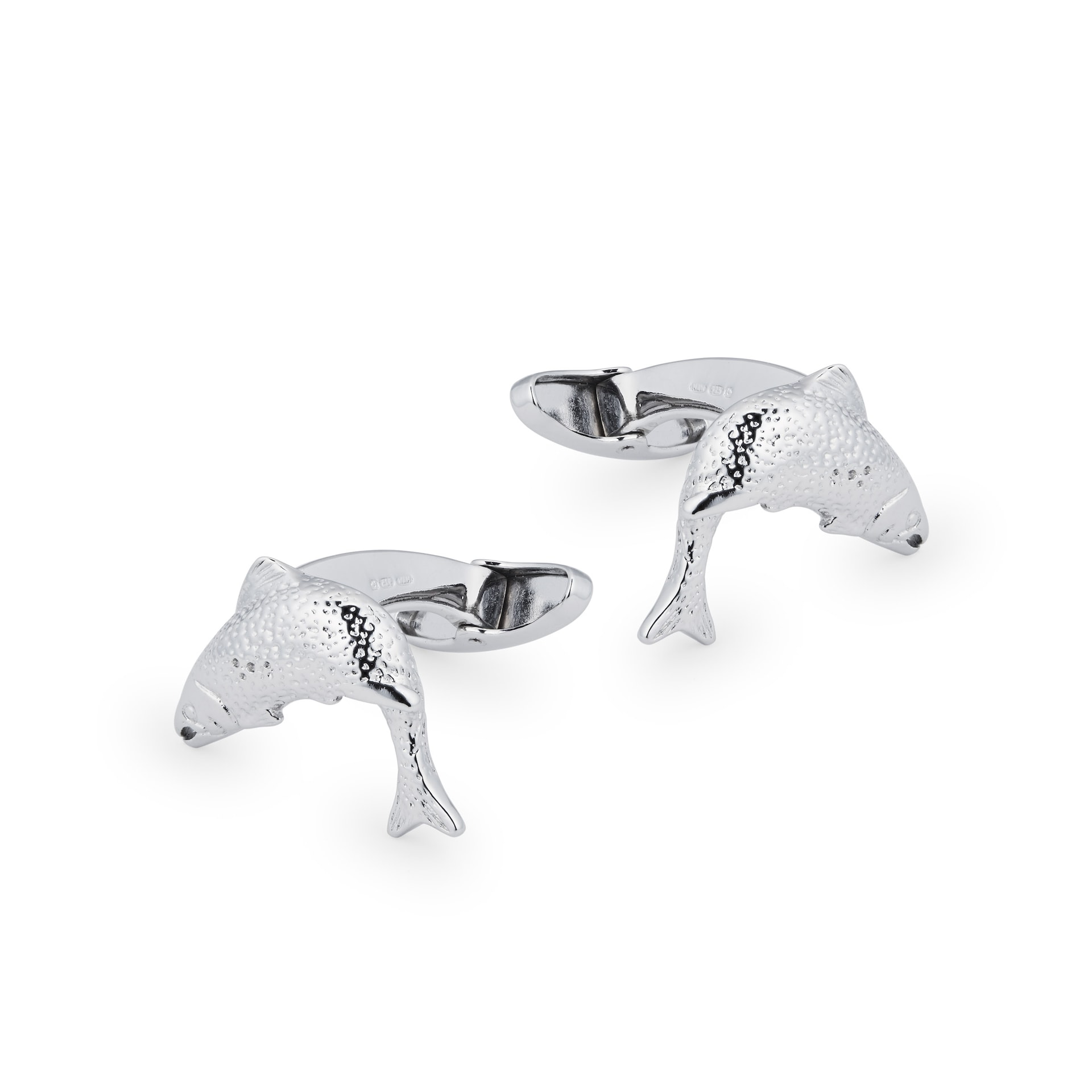 Mappin & Webb Sterling Silver Salmon Cufflinks