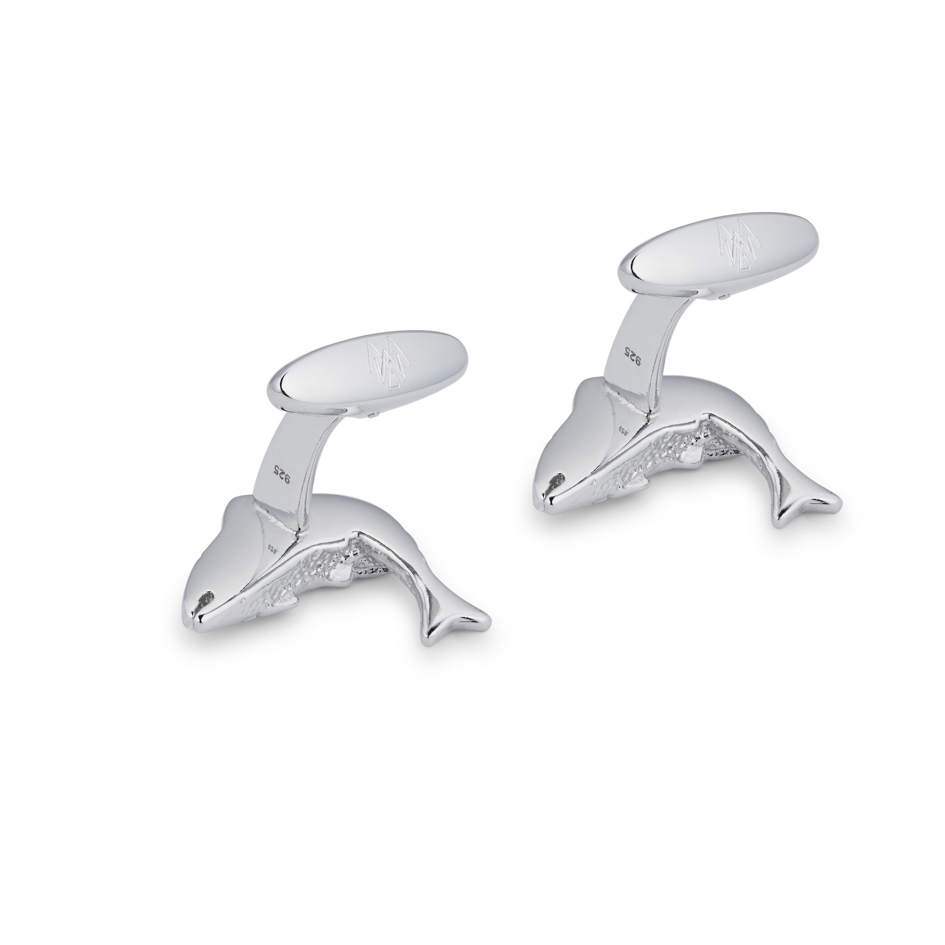 Mappin & Webb Sterling Silver Salmon Cufflinks