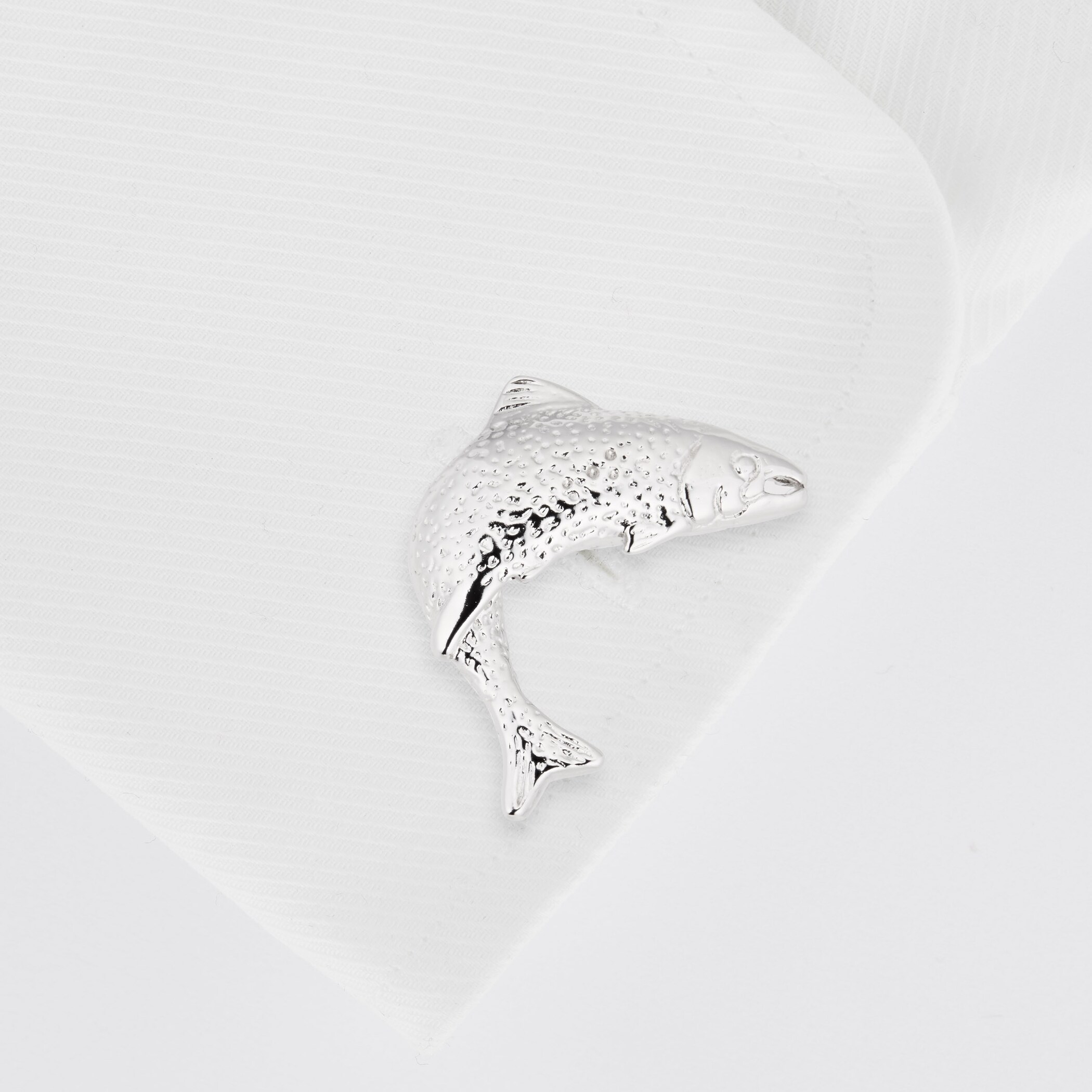 Mappin & Webb Sterling Silver Salmon Cufflinks