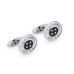 20110274 - Sterling Silver MW Button with Black Enamel Cufflinks