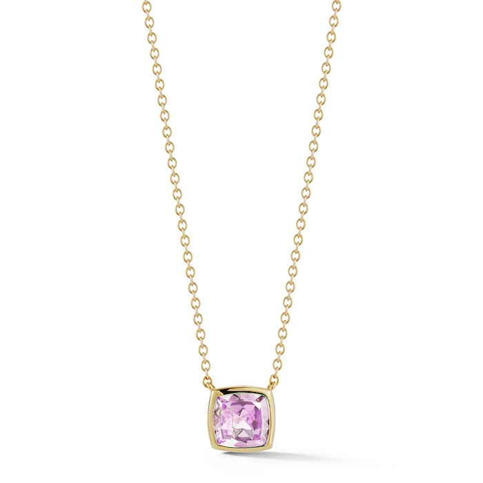 A & Furst 18k Yellow Gold Gaia 1.26cttw Cushion Cut Bezel Set Amethyst Pendant