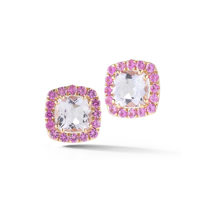 A & Furst 18k Rose Gold Dynamite Amethyst and Sapphire Stud Earrings