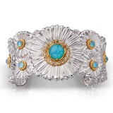 Buccellati Sterling Silver 1.35cttw Cognac Diamond and Blue Agate Cuff Bracelet