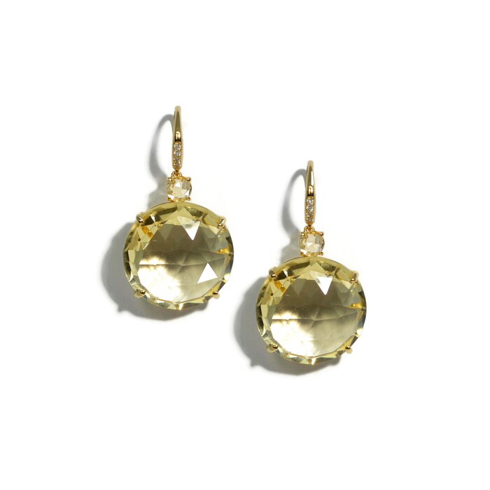A & Furst 18k Yellow Gold Lilies Rose Cut Citrine Drop Earrings