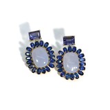 A & Furst 18k Yellow Gold Sole Blue Chalsedony Sapphire and Iolite Drop Earrings