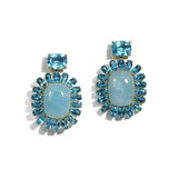 A & Furst 18k Yellow Gold Sole Aquamarine and Blue Topaz Drop Earrings