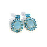 A & Furst 18k Yellow Gold Sole Aquamarine and Blue Topaz Drop Earrings