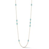 A & Furst 18k Yellow Gold Elongated Cushion Cut Blue Topaz Station Necklace 36"