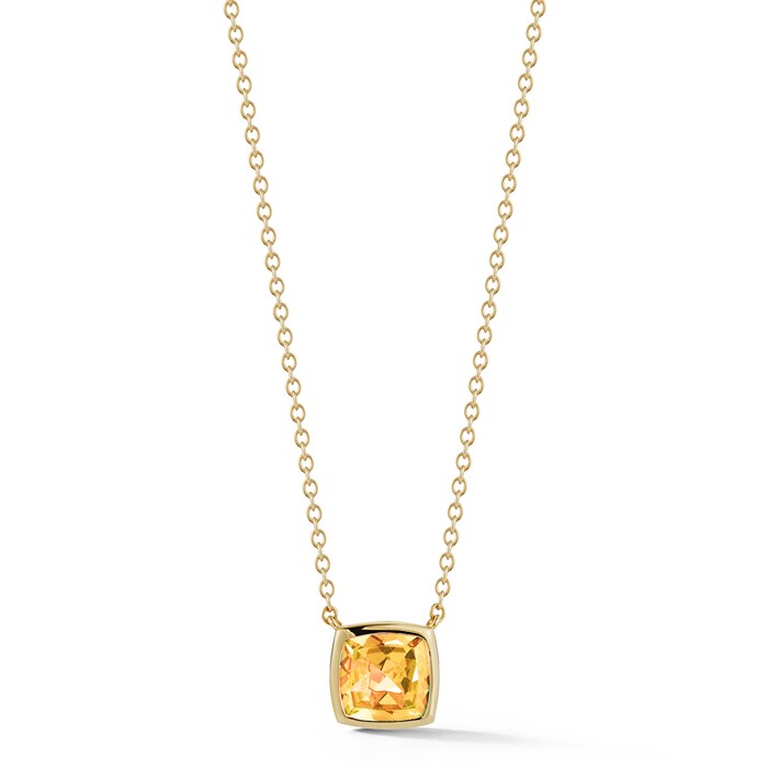 A & Furst 18k Yellow Gold Gaia 1.70cttw Cushion Cut Bezel Set Citrine Pendant