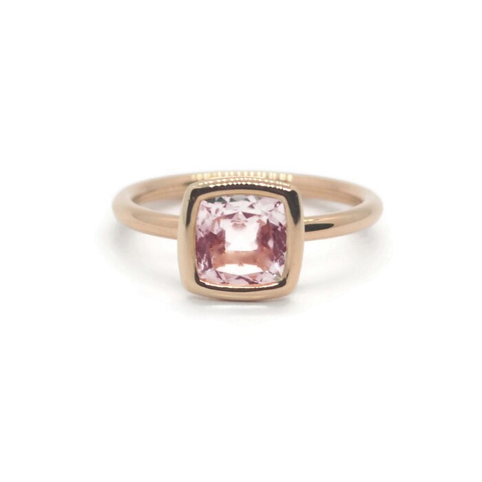 A & Furst 18k Rose Gold Gaia Bezel Set Amethyst Small Stackable Ring Size 6