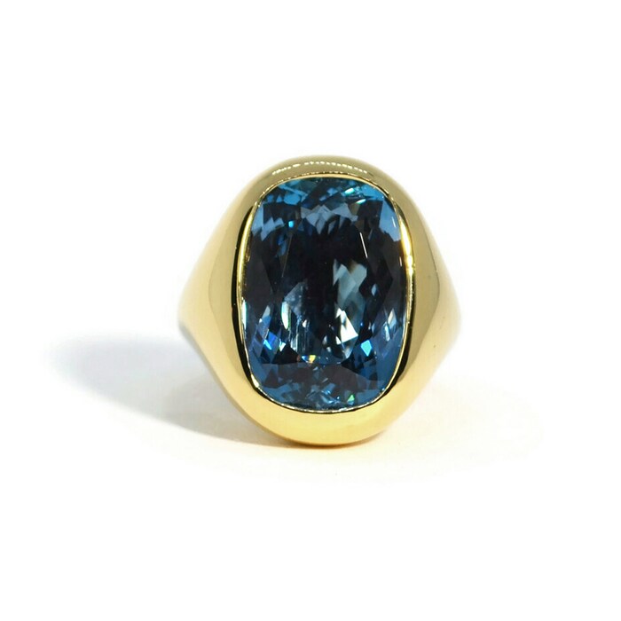 A & Furst 18k Yellow Gold Essential London Blue Topaz Cocktail Ring