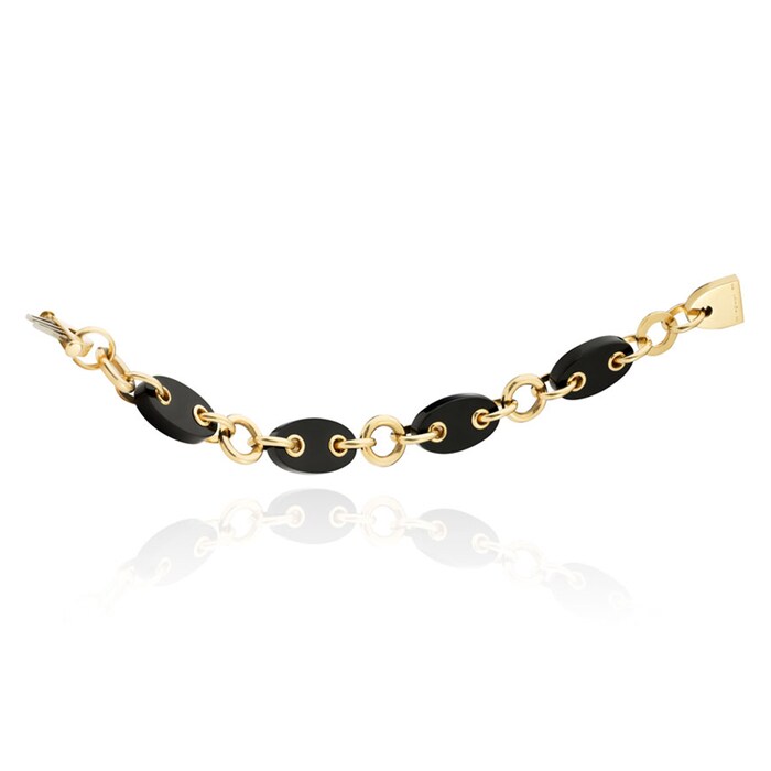 Aletto Brothers 18k Yellow Gold and Black Onyx Marine Link Bracelet