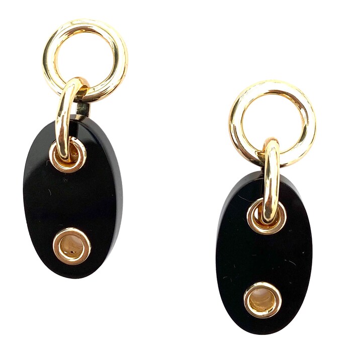Aletto Brothers 18k Yellow Gold and Black Onyx Marine Link Drop Earrings