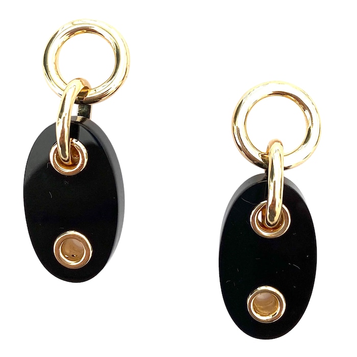 Betteridge 18k Yellow Gold and Black Onyx Marine Link Drop Earrings