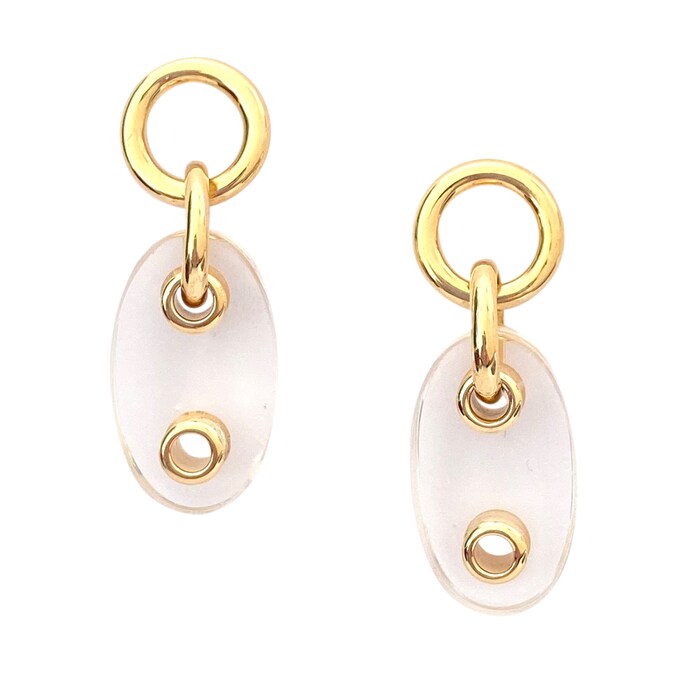Aletto Brothers 18k Yellow Gold and Rock Crystal Marine Link Drop Earrings