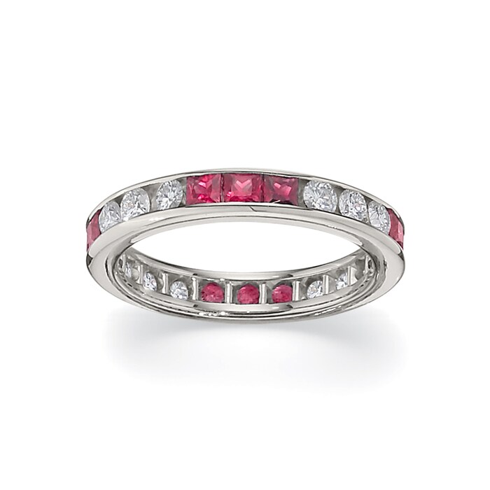 Betteridge Platinum 0.72cttw Diamond and Princess Cut Ruby Eternity Band Size 6.5