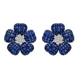 Betteridge 18k White Gold 37.67cttw Sapphire and 1.13cttw Diamond Flower Earrings