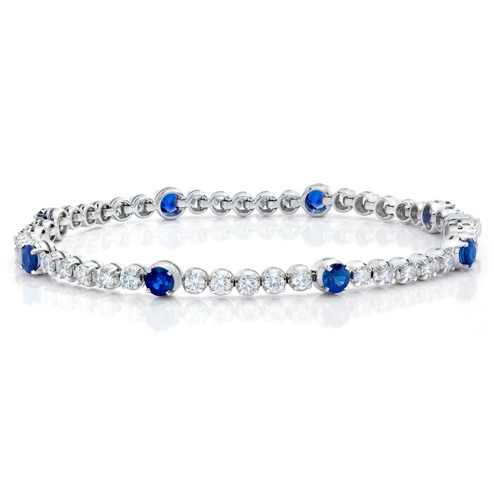 Gem Platinum 18k White Gold 2.48cttw Sapphire and 3.29cttw Diamond Bracelet