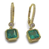 Gem Platinum 18k Yellow Gold 2.44cttw Emerald and 0.21cttw Diamond Drop Earrings