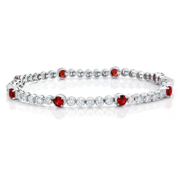 Gem Platinum 18k White Gold 2.26cttw Ruby and 3.29cttw Diamond Bracelet