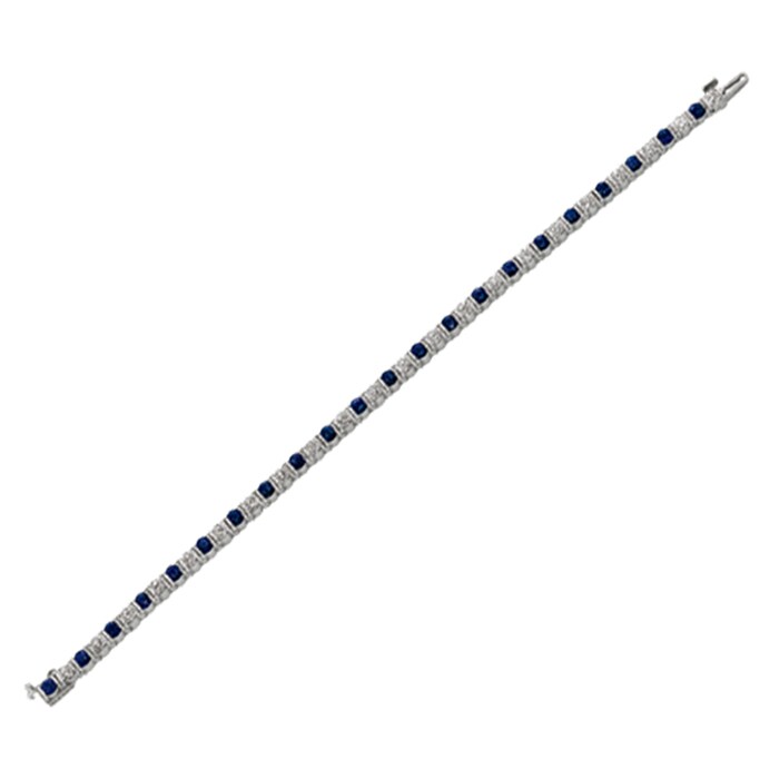 Gemveto Platinum 4.00cttw Sapphire and 3.20cttw Diamond Line Bracelet
