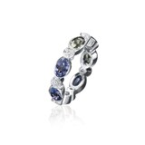 Gumuchian 18k White Gold 0.68cttw Diamond and Sapphire Marbella Stackable Ring