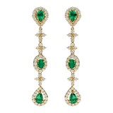 Betteridge 18k Yellow Gold 2.40cttw Diamond and 1.76cttw Emerald Drop Earrings