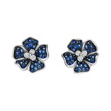 Betteridge 18k White Gold 1.28cttw Sapphire and 0.44cttw Diamond Flower Earrings