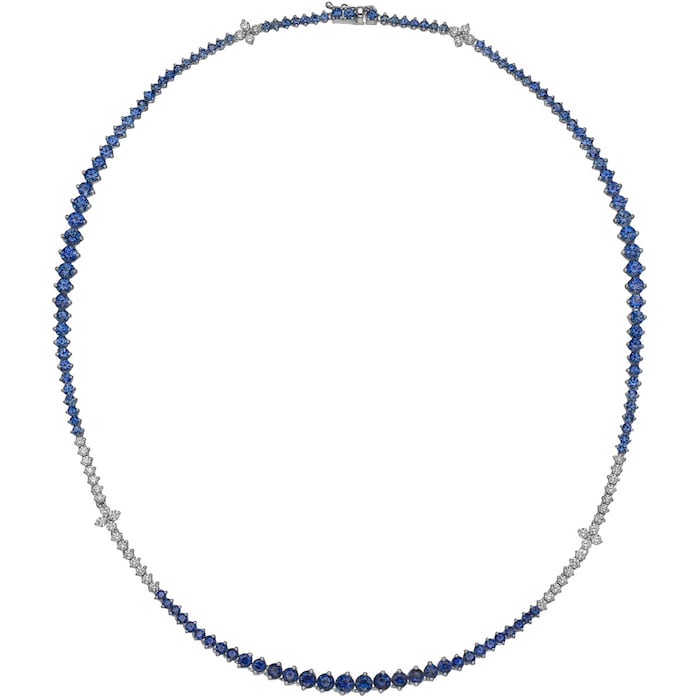 Betteridge 18k White Gold 11.28cttw Sapphire and 1.44cttw Diamond Line Necklace