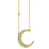 Monica Rich Kosann 18k Yellow Gold Sun Moon and Stars Opal and Diamond Necklace 16-18"
