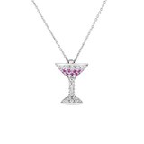 Roberto Coin 18k White Gold Pink Sapphire and 0.19cttw Diamond Pendant