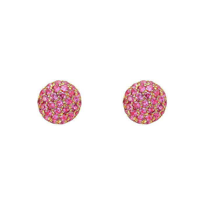 Betteridge 18k Rose Gold 0.44cttw Pavé Pink Sapphire Domed Stud Earrings