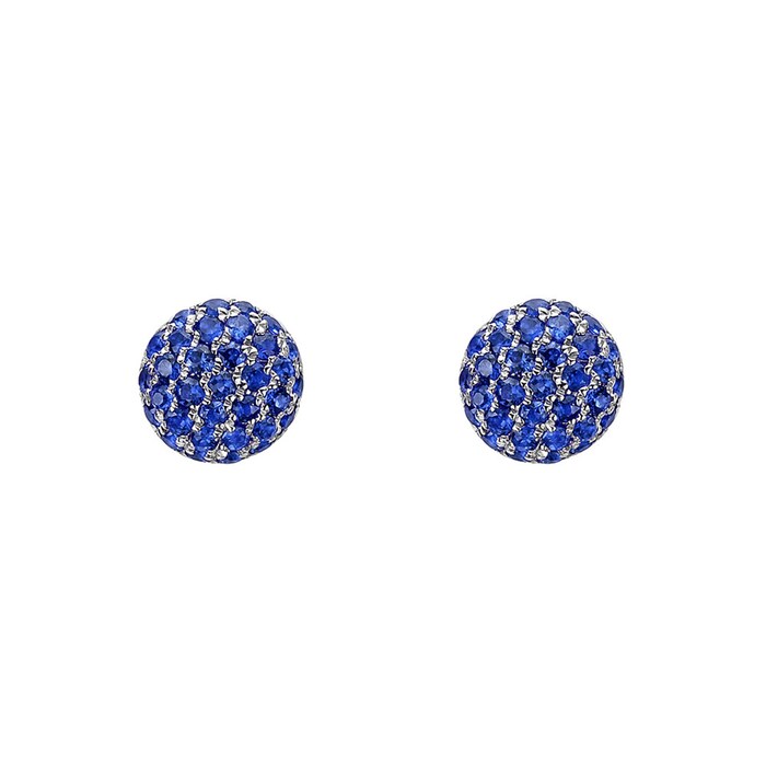 Betteridge 18k White Gold 0.40cttw Pavé Sapphire Domed Stud Earrings