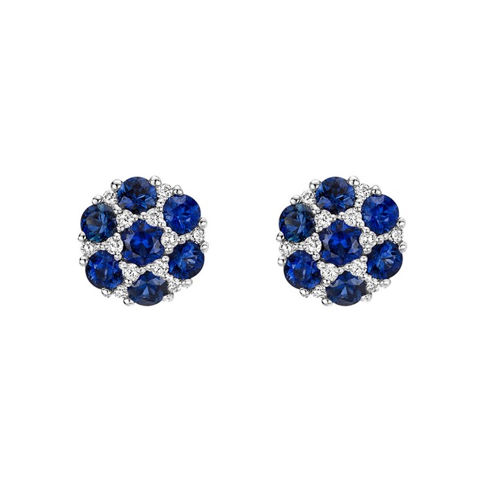 Betteridge 18k White Gold 1.23cttw Sapphire and 0.15cttw Diamond Cluster Earrings