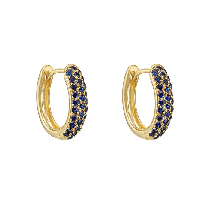 Betteridge 18k Yellow Gold 0.60cttw Pavé Sapphire Small Oval Hoop Earrings