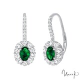 UNEEK 18k White Gold 1.04cttw Emerald and 0.92cttw Diamond Halo Earrings