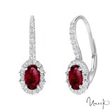 UNEEK 18k White Gold 1.14cttw Ruby and 0.34cttw Diamond Halo Earrings