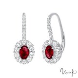 UNEEK 18k White Gold 1.04cttw Ruby and 0.92cttw Diamond Halo Drop Earrings
