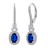 UNEEK 18k White Gold 1.02cttw Sapphire and 0.34cttw Diamond Halo Earrings