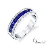 UNEEK 18k White Gold 0.92cttw Sapphire and 0.37cttw Diamond Band