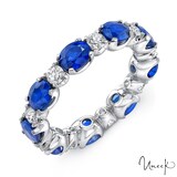 UNEEK 18k White Gold 4.26cttw Sapphire and 0.76cttw Diamond Eternity Band