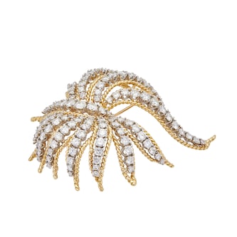 Vintage And Estate Jewelry 18k Yellow Gold Diamond Spray Pin 70mm