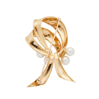 Vintage And Estate Jewelry 14k Yellow Gold Cultured Pearl Pin 50mm